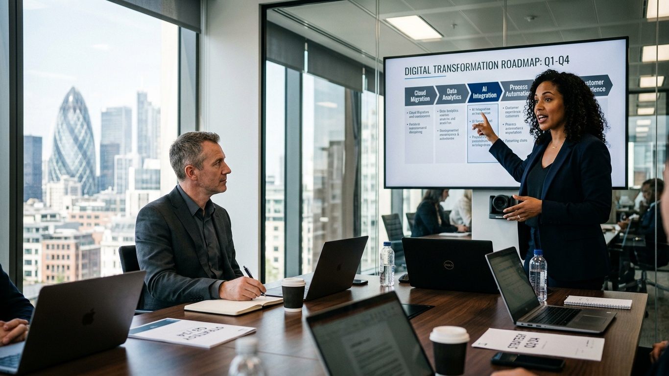 Partnership handshake in a modern office